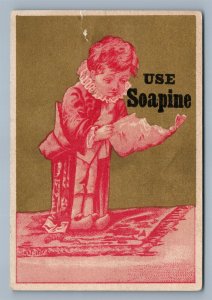VICTORIAN TRADE CARD KENDALL MFG CO. PROVIDENCE RI CLEANLINESS SOAPINE antique