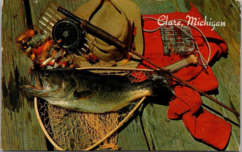 Fisherman's Gear and Catch, Clare MI c1959 Vintage Postcard Q41