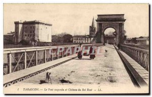 Old Postcard Tarascon Suspension Bridge and the Chateau du Roi Rene