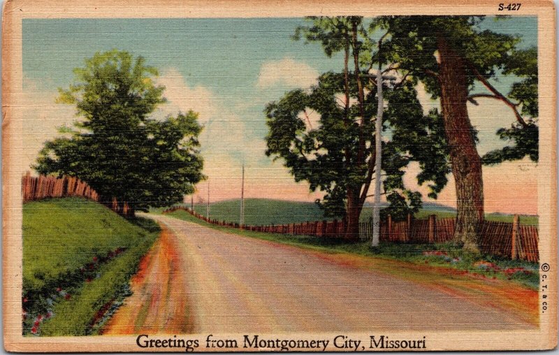 Vtg Scenic Greetings from Montgomery City Missouri 1940s Linen View Postcard