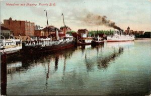 Victoria BC Waterfront & Shipping Steamers Ships Unused Postcard G81