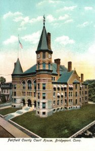 Bridgeport Connecticut, Fairfield County Court House, Building, Vintage Postcard