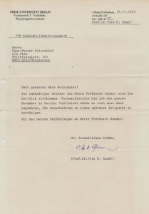 Dr Otto Gauer German Gravitational Physiologist Hand Signed Letter & MORE