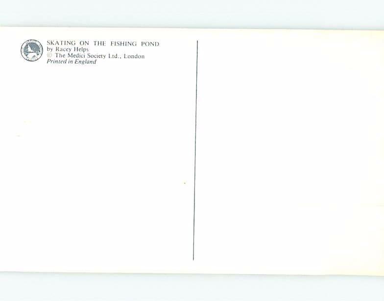 Pre-1980 humanized signed BUNNY RABBIT BREAKS THRU ICE WHEN SKATING ho4197