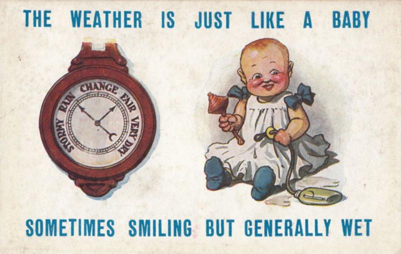 Weather Barometer Like A Baby Old Comic Humour Antique Postcard