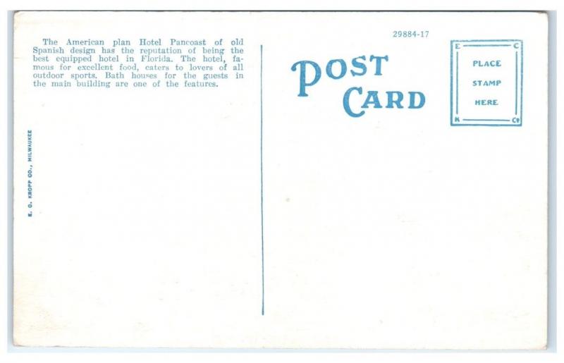 Postcard Pancoast Hotel Miami Beach Florida FL 