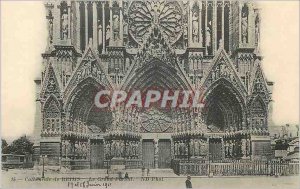 Postcard Old Cathedral of Reims The Grand Portal