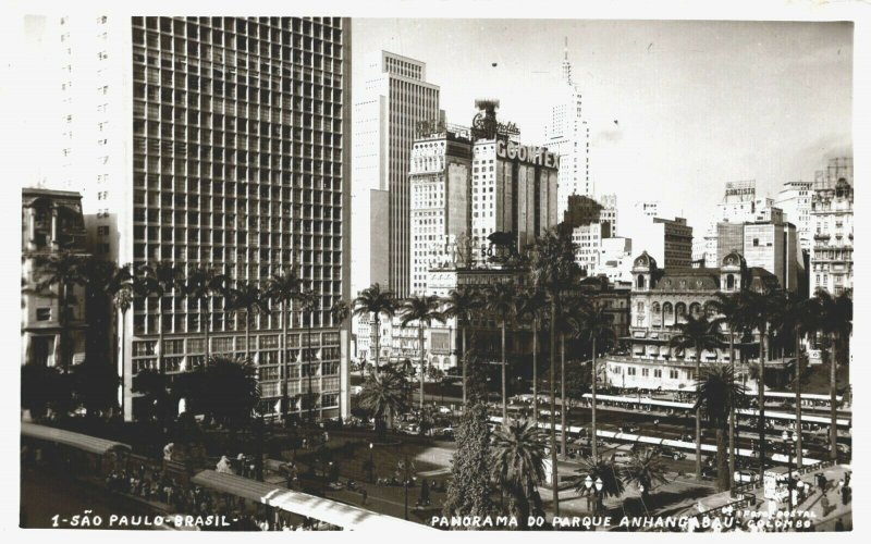 Brazil Sao Paulo Panorama Do Parque Anhangabau São Paulo Vintage RPPC 04.02