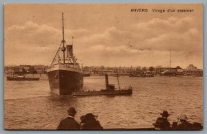 Postcard Antwerp Belgium c1916 Virage d'un Steamer Steamship