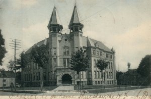 WARREN PA HIGH SCHOOL 1907 UNDIVIDED ANTIQUE POSTCARD