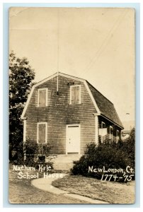 c1930's Nathan Hale School House New London Connecticut CT RPPC Photo Postcard 