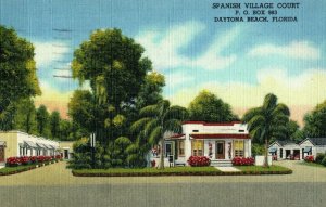 Vintage Spanish Village Court, Daytona Beach, Florida W/ Rates Postcard P11