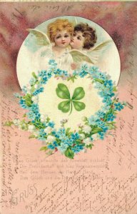 Art Nouveau Angel Girls With Wings Vintage Postcard 08.01