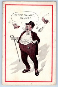 Roanoke Virginia VA Postcard Drunk Man Sleepy Baby Sleep 1914 Posted Antique