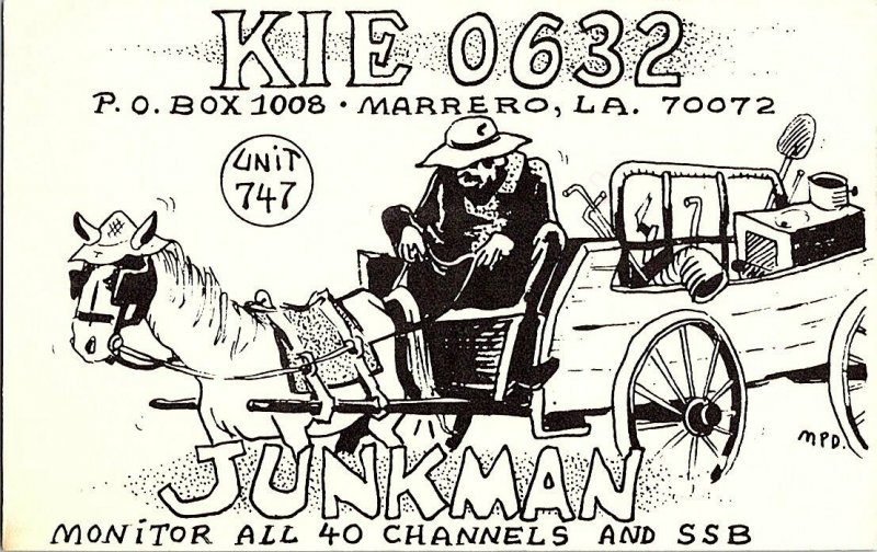 QSL Radio Card From Marrero LA Louisiana KIE 0632 