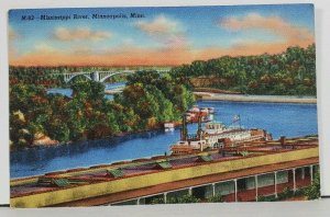 MN Mississippi River Minneapolis Colorful Linen Postcard D14