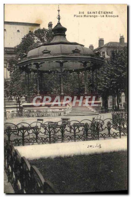 Postcard Old Kiosk Marengo Place Saint Etienne