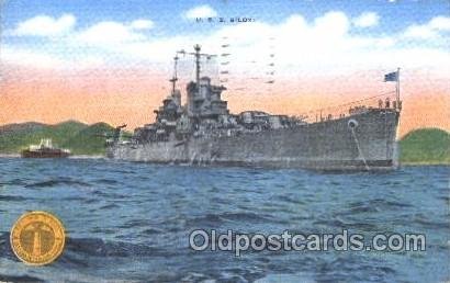 U.S.Biloxi at anchor, USA Military Ship 1948 light wear postal marking on fro...