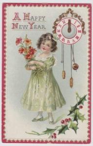 Tuck's Happy New Year Embossed Colored Postcard