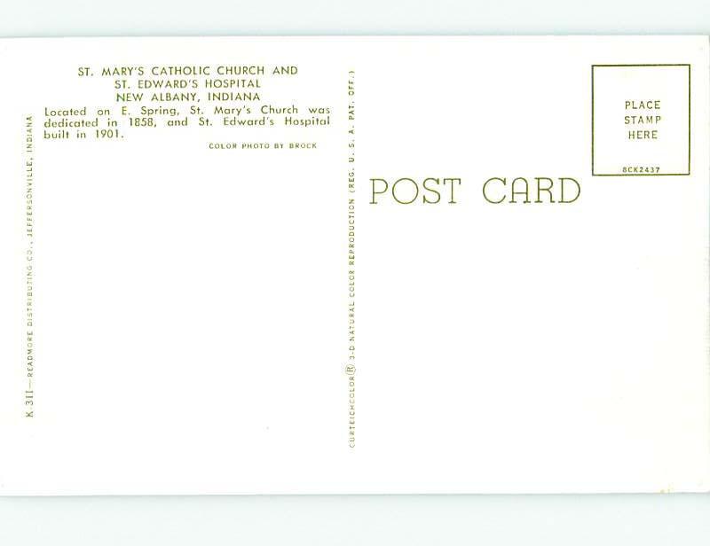 Unused Pre-1980 CHURCH SCENE New Albany Indiana IN hs6590