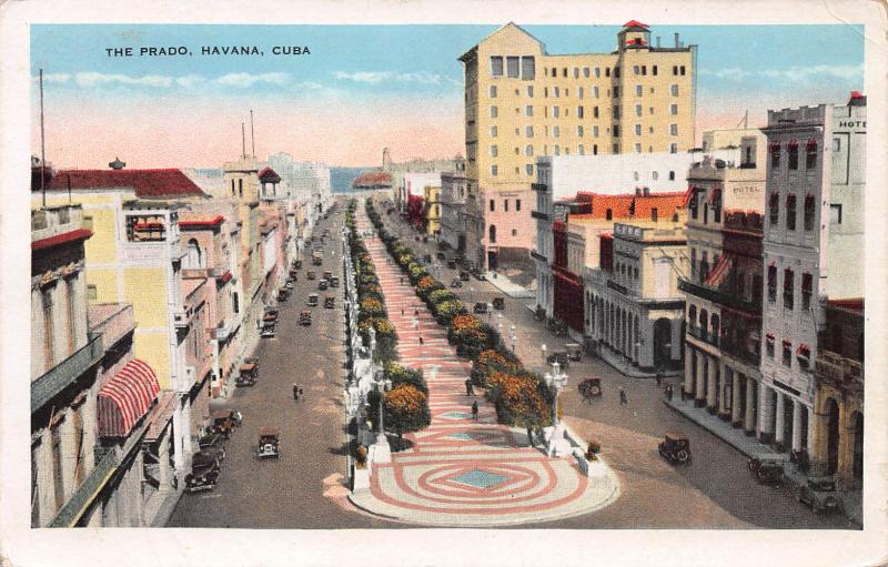 The Prado, Havana, Cuba, Early Postcard, Used in 1930