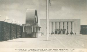 1933 Chicago World's Fair Admin Bldg from Reviewing Stand B&W  Childs Postcard