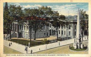 Civil War, Torn Down Monument, Confederate, Portsmouth, VA,Old Postcard