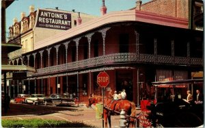 Antoine's Restaurant New Orleans Louisiana Postcard w Old Cars 1968