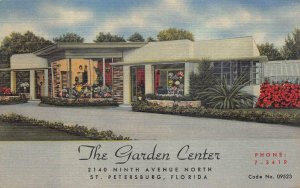 THE GARDEN CENTER ST. PETERSBURG FLORIDA FLORIST ADVERTISING POSTCARD (c. 1940s)