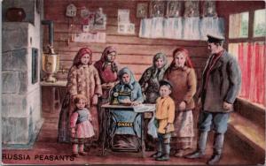 Singer Sewing Machine Ad Russia Peasants Family Advert Promo Postcard E19