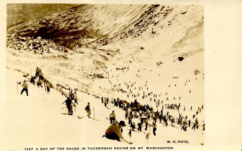 NH - Mt Washington, Skiing in Tuckerman Ravine, Races   RPPC