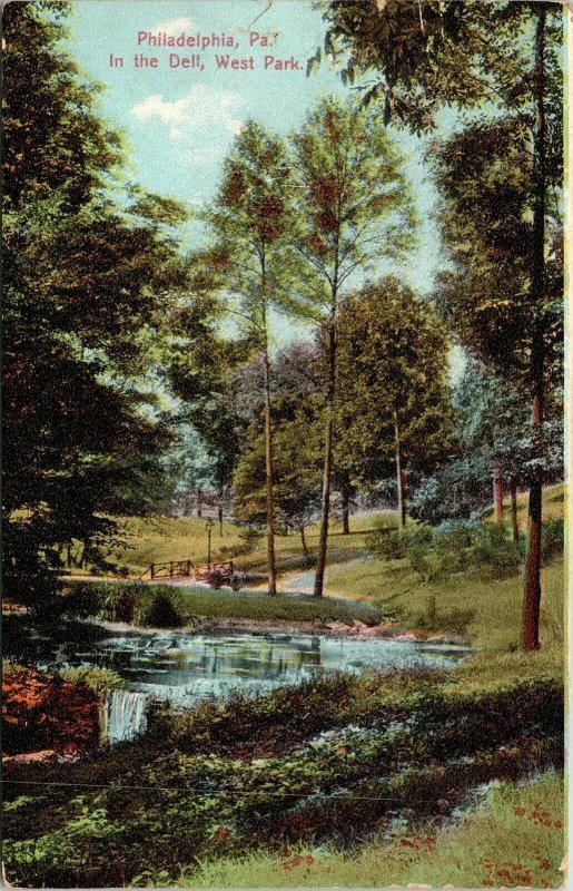 Philadelphia PA Pennsylvania Dell West Park Bridge Antique DB Postcard PM 1909 