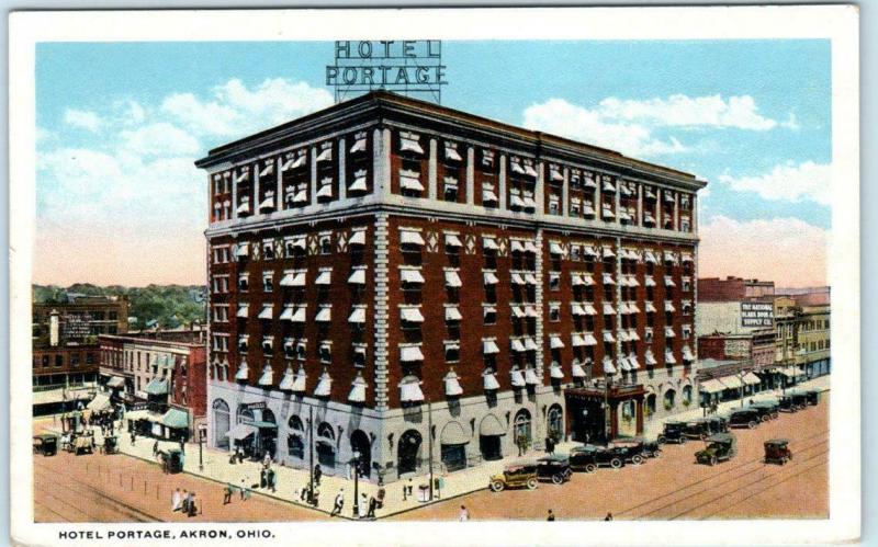 AKRON, Ohio  OH   Roadside  HOTEL PORTAGE ca 1920s Postcard