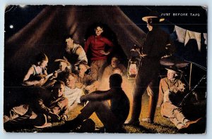 c1910's US Military Soldiers Having Fun Just Before Taps Antique Postcard