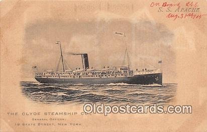 SS Apache Clyde Steamship Co, New York USA Ship 1905 a lot of yellowing from age