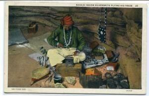 Navajo Silversmith Native American Indian 1939 linen postcard