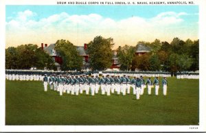 Maryland Annapolis Drum and Bugle Corps In Full Dress U S Naval Academy Curteich