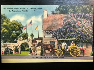 Vintage Postcard 1940 Oldest School House St. George Street St. Augustine Fla