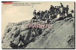 Old Postcard Militaria Alpine Hunters Laborers in the Alps Alpine Gunners amo...