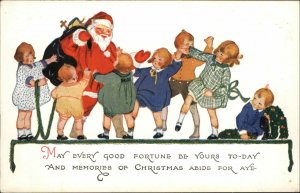 CHRISTMAS SANTA CLAUS Greeted by Rowdy Children Old Postcard
