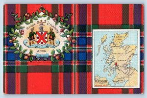 Scotland Postcard Map Showing Mcfarlanes Location Badge Cranberry 1910 Plaid