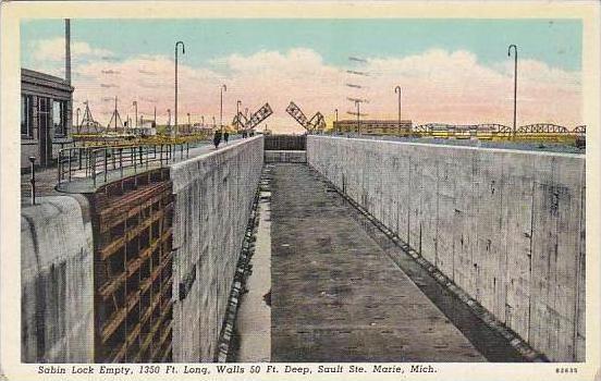 Michigan Sault Ste Marie Sabin Lock Empty 1350 Feet Long Walls 50 Feet Deep