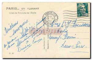 Old Postcard Paris while strolling The Arc de Triomphe Etoile