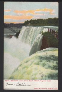 New York NIAGARA FALLS American Falls from Goat Island pm1907 ~ Und/B