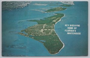 State View~Air View Key Biscayne Home Florida White House~Vintage Postcard
