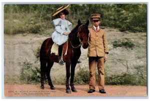 c1910's Riding Animals Welch Pony New York Zoological Park Bronx NY Postcard