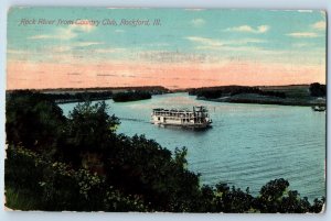 Rockford Illinois IL Postcard Rock River From Country Club Scene 1911 Antique