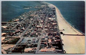 Ocean City Maryland 1950-60s Postcard Aerial View Ocean Beach