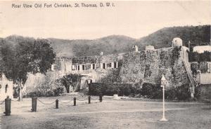 ST THOMAS DWI~REAR VIEW OLD FORT CHRISTIAN~LIGHTBOURNS~PHOTO POSTCARD c1910s