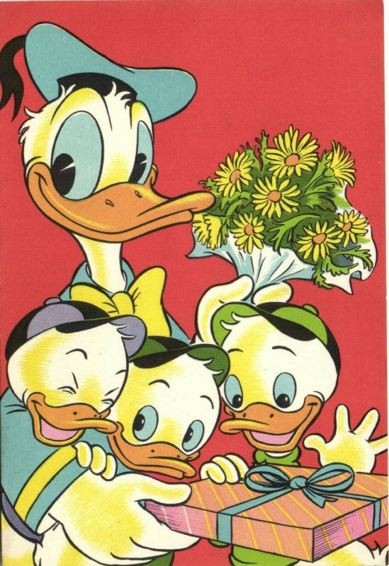 PC DISNEY, DONALD DUCK, HUEY, DEWEY AND LOUIE DUCK, Vintage Postcard (b27720)